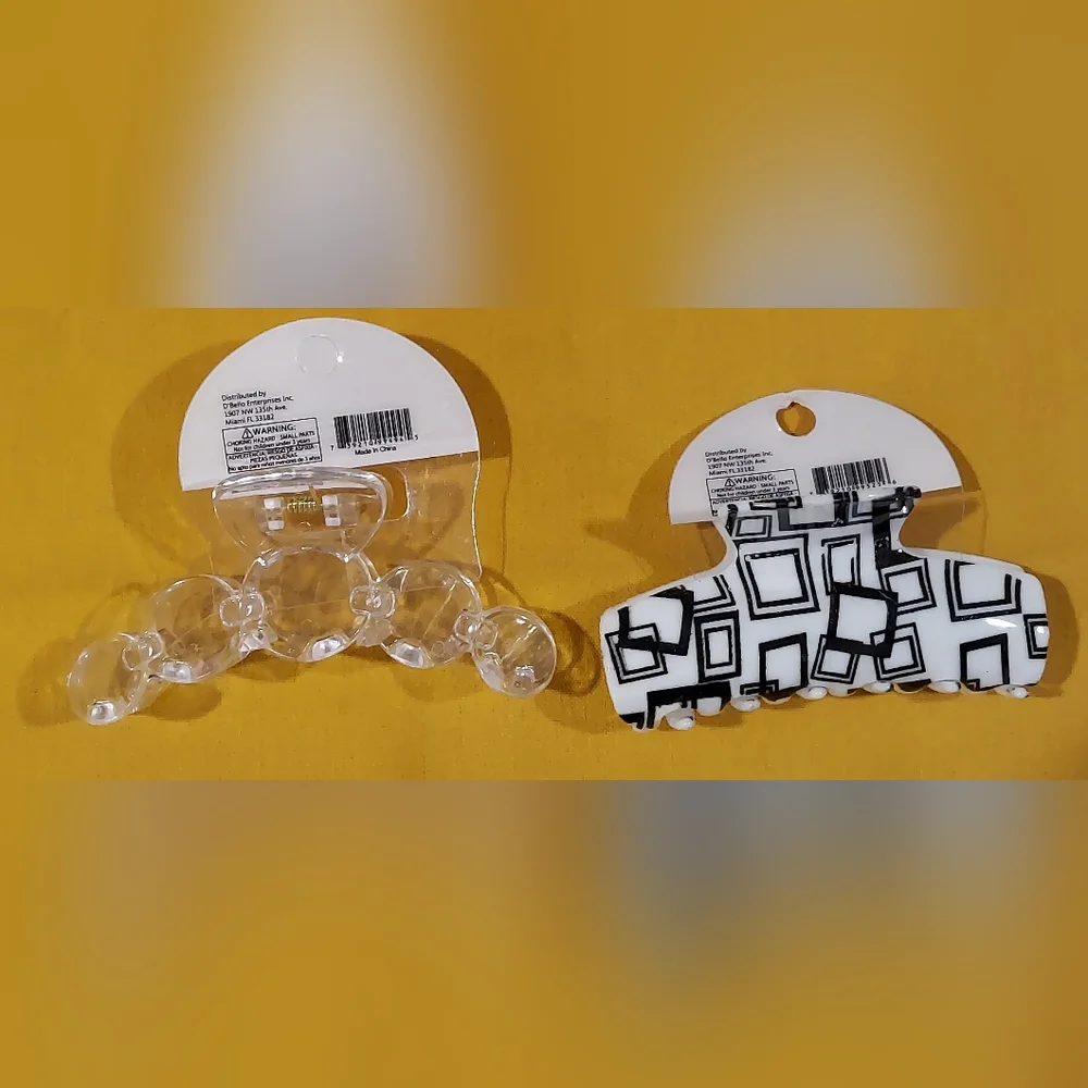 D'Bello CLEAR & BLACK AND WHITE HAIR CLIPS - Picture 8 of 8